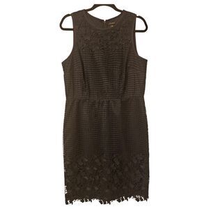 ANN TAYLOR Navy Lace Crochet Overlay Sheath Dress - Size 12